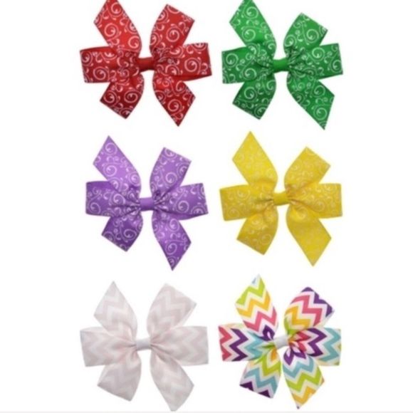 20 Rainbow Color Grosgrain Bows - 3.5 Inch Patterned Bows - Picture 6 of 8
